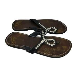 Roper Sandals Shoes Womens Size 9 Brown Western Cowgirl Bedazzled Beaded West